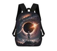 sinyumoney Astronaut Gazing Into Black Hole 3D Printed Children's School Backpack for Kids High Capacity Travel Rucksacks Book Bags Kids School Bag Back Pack 17inch