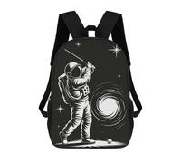 sinyumoney Astronaut Golfing in Space Illustration Rucksack Water Resistant Travel Backpack Computer Bag for School/Work/Travel 17inch