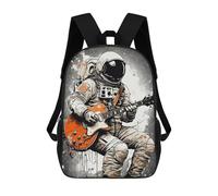 sinyumoney Astronaut Guitar Music Backpack with Pocket 3D Printed Backpacks, Travel Rucksacks Book Bags Kids School Bag 17inch