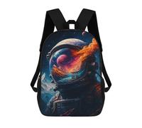 sinyumoney Astronaut Helmet Reflecting Landscape And Space 3D Printed 17 Inch School Backpack Children's Backpacks 3D Printed Cool Knapsack for Boys Elementary And Middle