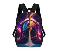 sinyumoney Astronaut Helmet Volcano Backpack Kids School Bag Boys Cartoon 3D Print Students Schoolbag Laptop Daypack for Boys Girls 17inch