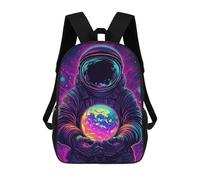 sinyumoney Astronaut Holding Earth Children's School Backpack 3D Printed for Kids Travel Rucksacks Book Bags for Boys Elementary School Students 17inch