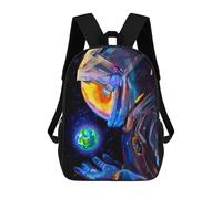 sinyumoney Astronaut Holding Earth Kids School Backpack 3D Printed Backpacks Fashion School Bag Rucksacks for Boys Elementary And Middle School Students 17inch