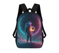 sinyumoney Astronaut Holding Planet Backpacks Kids School Backpack School Bag 3D Printed School Bag for Boys Elementary And Middle School Students 17inch