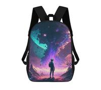 sinyumoney Astronaut in Alien Landscape -7 3D Printed Children's School Backpack for Kids High Capacity Travel Rucksacks Book Bags Kids School Bag Back Pack 17inch