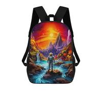 sinyumoney Astronaut in Alien Landscape -8 Children's Backpack, Schoolbag Large Capacity Students Bookbag Rucksack Knapsack for Boys Girls Adults Teen 17inch