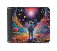 sinyumoney Astronaut in Colorful Galaxy 3D Print Wallet ID Window Coin RFID Blocking Stylish Banknote Compartments Soft Convenient Purse 11.7cm*9.5cm