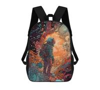 sinyumoney Astronaut in Cosmic Chaos School Backpack Rucksack Casual Daypacks School Work Travel Bag for Men, Women & Teenage Boys 17inch