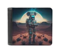 sinyumoney Astronaut in Desert with Moon 3D Print PU Men's Leather Wallet Safe Protection Card RFID Blocking Leather Wallet 11.7cm*9.5cm