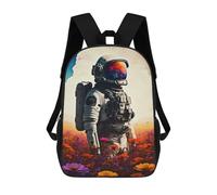 sinyumoney Astronaut in Floral Field Backpacks, Kids Backpack Student School Bag 3D Printed Travel Backpacks Fashion Accessory Backpack Children Waterproof School Bags 17inch