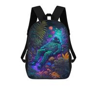 sinyumoney Astronaut in Neon Jungle Backpack for School 3D Printed Boys Girls School BagChildren Bookbag Travel Rucksack 17inch