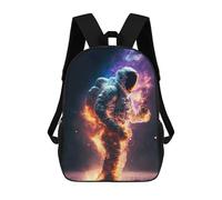 sinyumoney Astronaut in Space Flames Backpacks Kids Student Schoolbag,3D Printed Backpacks,Elementary And Middle School Students Backpacks for Boys Girls 17inch