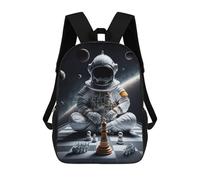 sinyumoney Astronaut in Space Playing Chess Children's Backpacks School 3D Printed Bag Bookbag for Kids Travel Rucksacks Boy Girl Book Bags Kids School Bag 17inch