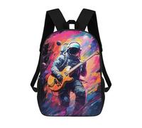 sinyumoney Astronaut in Space Playing Guitar -2 3D Printed School Bag Children's School Backpack Schoolbags Travel Backpacks Casual Fashion Bag for Kids School Students 17inch