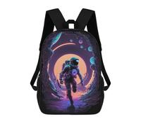 sinyumoney Astronaut in Space Portal 3D Printed Children's School Backpack for Kids High Capacity Travel Rucksacks Book Bags Kids School Bag Back Pack 17inch