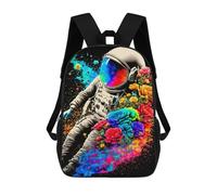 sinyumoney Astronaut in Space with Flowers Kids School Backpack 3D Printed Backpacks Fashion School Bag Rucksacks for Boys Elementary And Middle School Students 17inch
