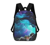 sinyumoney Astronaut in Space with Ice Bucket Rucksack Lightweight Casual Daypack School Backpacks- Perfect for Travel, Work And Daily Use 17inch
