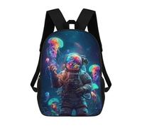 sinyumoney Astronaut in Space with Jellyfish School Bag 3D Printed Children's School Backpack Casual Fashion Travel Backpacks for Kids School Students 17inch