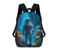 sinyumoney Astronaut Lost in Forest 3D Printed School Bag Children's School Backpack Schoolbags Travel Backpacks Casual Fashion Bag for Kids School Students 17inch