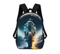 sinyumoney Astronaut Motorcycle Moon School Backpack High Secondary School Bags Casual Backpack for Girls Boys Teenage 17inch