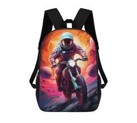 sinyumoney Astronaut Motorcycle Ride 3D Printed Children's School Backpack for Kids Travel Rucksacks Book Bags Kids School Bag 17inch