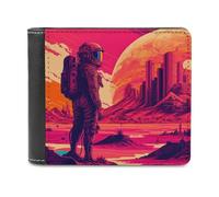 sinyumoney Astronaut on Alien Planet -2 3D Print PU Leather Wallet Multiple Slots Leather RFID Banknote Compartments Minimalist Style Wallets 11.7cm*9.5cm