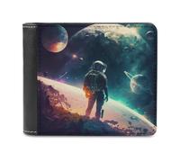 sinyumoney Astronaut on Alien Planet 3D Print Clutch Purse Card Slots Coin RFID Blocking Slots Note Section Purse Everyday Use 11.7cm*9.5cm