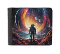 sinyumoney Astronaut on Alien Planet 3D Print PU Leather Men's Wallet Holds Bills Credit Slots Note Section Slim Elegant Wallets Everyday Use 11.7cm*9.5cm
