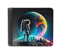 sinyumoney Astronaut on Alien Planet 3D Print PU Leather Wallet Use Holds Bills Leather RFID Banknote Compartments Wallets Craftsmanship Gifts 11.7cm*9.5cm