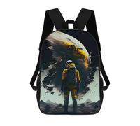 sinyumoney Astronaut on Alien Planet -8 Children's Backpack, 3D Printed School Backpack, Backpack for Boys Girls, Adjustable School Bag for Primary School 17inch