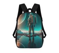 sinyumoney Astronaut on Alien Planet -9 School Bag Backpack Teen Schoolbag 3D Printing Adjustable Schoolbag Fashion Pocket Bag for Kids Boys Girls Students And Teenagers Fans 17inch