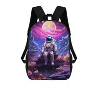 sinyumoney Astronaut on Alien Planet Kids Backpack, Backpack School Bag, Backpacks Kids School 3D Printed School Bags for Elementary And Middle School Students Teens Birthday Gift 17inch