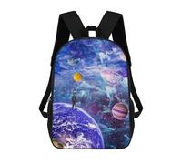 sinyumoney Astronaut on Earth Gazing at Planets Backpacks, Kids Backpack Student School Bag 3D Printed Travel Backpacks Fashion Accessory Backpack Children Waterproof School Bags 17inch
