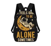 sinyumoney Astronaut on Moon - Alone Time Backpacks 3D Printed Kids School Backpack School Bag Fashion Rucksacks for Boys Elementary And Middle School Students 17inch