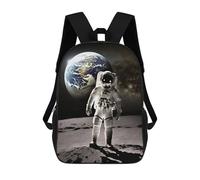 sinyumoney Astronaut on The Moon with Earth in Background School Bag Bookbag 3D Printed Children's Backpacks for Kids Boy Girl Book Bags Kids School Bag Travel Rucksacks 17inch