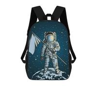 sinyumoney Astronaut on The Moon with Flag Kids School Backpack 3D Printed Backpacks Fashion School Bag Rucksacks for Boys Elementary And Middle School Students 17inch