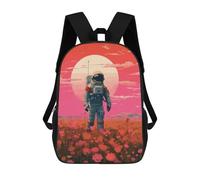 sinyumoney Astronaut Painting Flower Backpacks Kids School Backpack Fashion School Bag 3D Printed School Bag for Boys Elementary And Middle School Students 17inch
