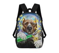 sinyumoney Astronaut Pit Bull Dog Children's School Backpack 3D Printed for Kids Travel Rucksacks Book Bags for Boys Elementary School Students 17inch