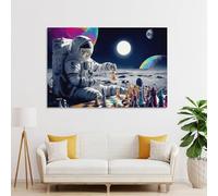 sinyumoney Astronaut Playing Chess on The Moon -1 Wall Art Motivational Posters Canvas Prints Painting Picture Artwork Living Room Office Wall Decor 20x30inch(50x75cm)