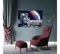 sinyumoney Astronaut Playing Chess on The Moon -2 Poster Room Decor Aesthetic Poster Artistic Poster for Bedroom Living Room Walls Party Decor Supplies 16x24inch(40x60cm)