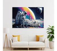 sinyumoney Astronaut Playing Chess on The Moon Poster Cool Wall Decor Art Print Posters for Room Aesthetic - Poster Gift Picture Painting Modern Wedding PosterHome Decor 12x18inch(30x45cm)