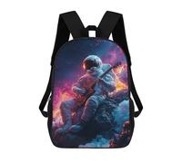 sinyumoney Astronaut Playing Guitar in Space-1 Backpacks Kids 17inch School Backpack School Bag 3D Printed School Bag for Boys Elementary And Middle School Students