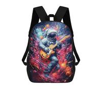 sinyumoney Astronaut Playing Guitar in Space -13 3D Printed Children's School Backpack for Kids High Capacity Travel Rucksacks Book Bags Kids School Bag Back Pack 17inch