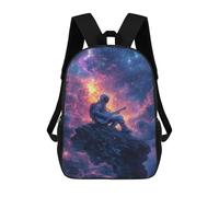 sinyumoney Astronaut Playing Guitar in Space-4 Backpacks Kids 17inch School Backpack School Bag 3D Printed School Bag for Boys Elementary And Middle School Students
