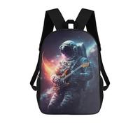 sinyumoney Astronaut Playing Guitar in Space Backpack Kids School Bag Boys Cartoon 3D Print Students Schoolbag Laptop Daypack for Boys Girls 17inch