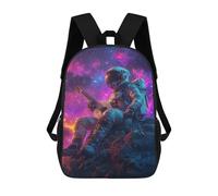 sinyumoney Astronaut Playing Guitar in Space Kids Backpack, Backpack School Bag, Backpacks Kids School 3D Printed School Bags for Elementary And Middle School Students Teens Birthday Gift 17inch