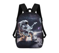 sinyumoney Astronaut Playing Guitar on The Moon Kids Backpacks,3D Personalized School Bookbags for Boys Girls Large Schoolbags Casual Daypack 17inch