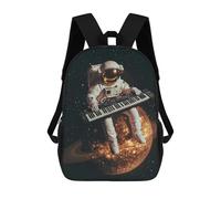 sinyumoney Astronaut Playing Keyboard in Space School Backpack High Secondary School Bags Casual Backpack for Girl, Teen Girls 17inch