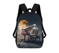 sinyumoney Astronaut Playing Piano on Mars School Bag Bookbag 3D Printed Children's Backpacks for Kids Boy Girl Book Bags Kids School Bag Travel Rucksacks 17inch