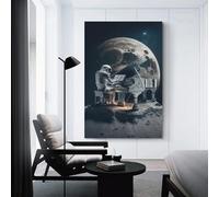sinyumoney Astronaut Playing Piano on The Moon -1 Custom Canvas Wall Art, Custom Canvas Prints Personalized Canvas Picture for Family Pet Wedding Friends Holiday Birthday 12x18inch(30x45cm)
